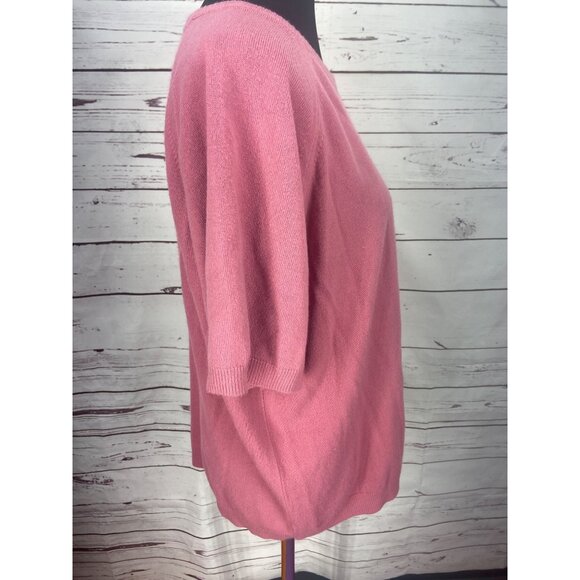Designers Original‎ Woman Luxelon Size 2X Rose Pink Short Sleeve Sweater - Picture 2 of 6
